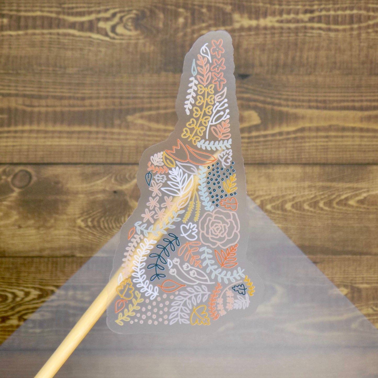 Clear New Hampshire Floral Sticker. Weatherproof State Sticker. Vinyl Matte Sticker.