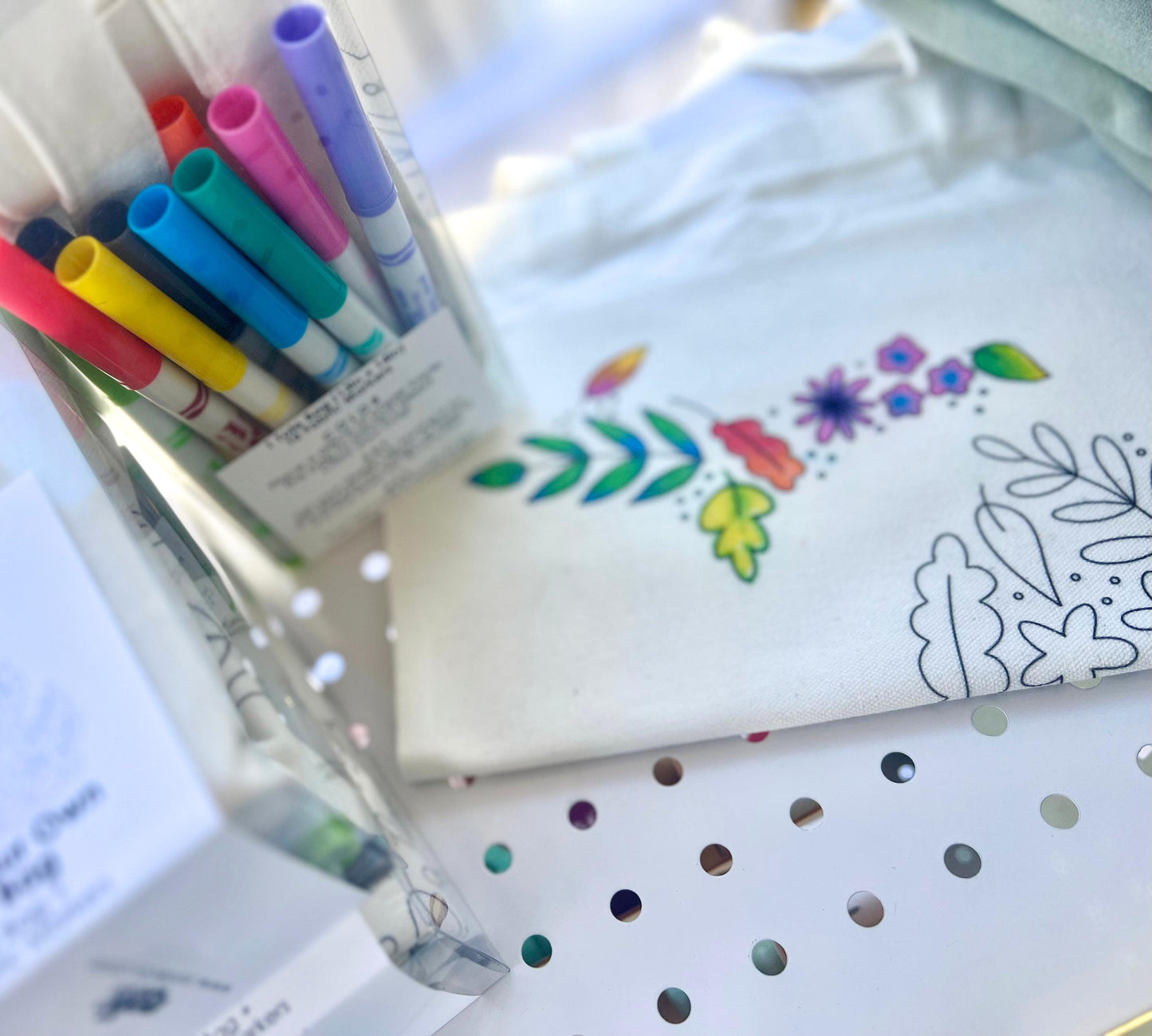 Color Your Own Tote Bag. Michigan Canvas Bag. Fabric Markers and Bag. Michigan Tote.