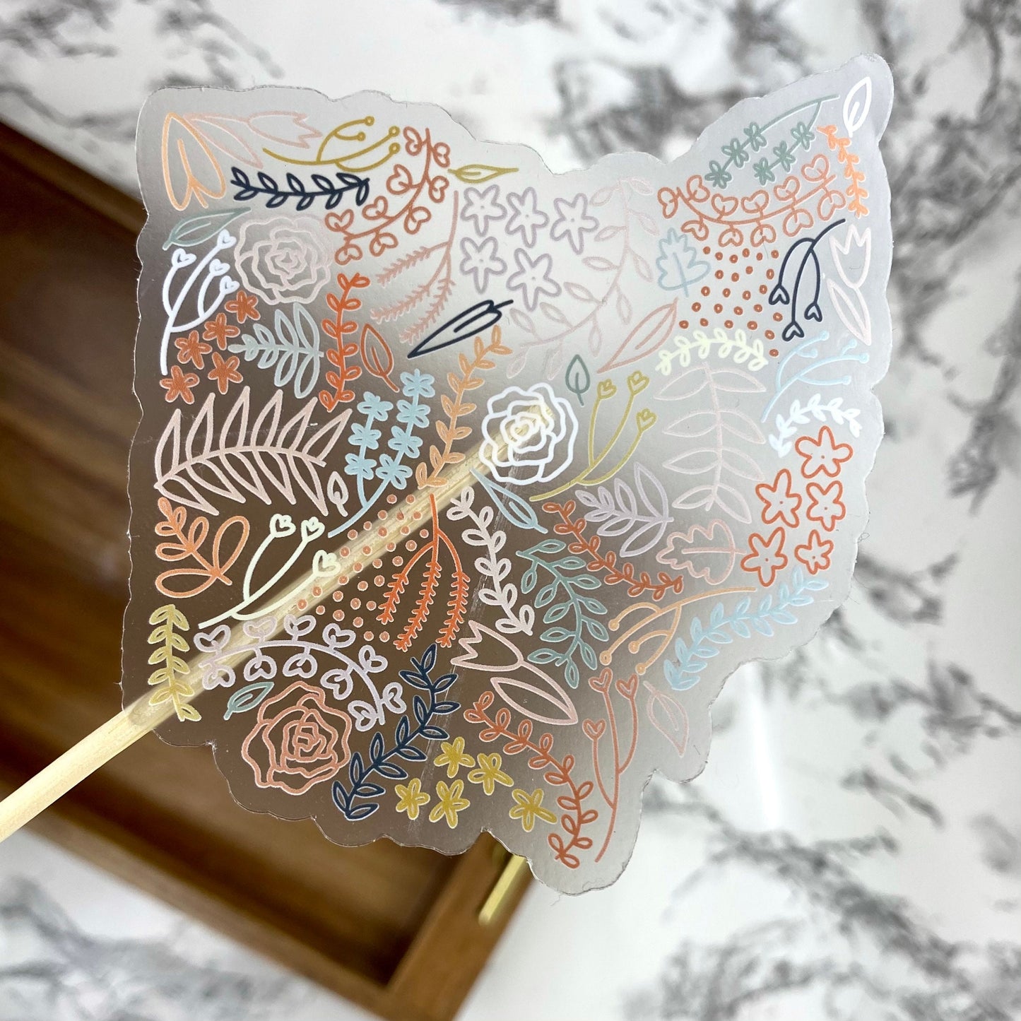 Clear Ohio Floral Sticker. Weatherproof State Sticker. Vinyl Matte Sticker.