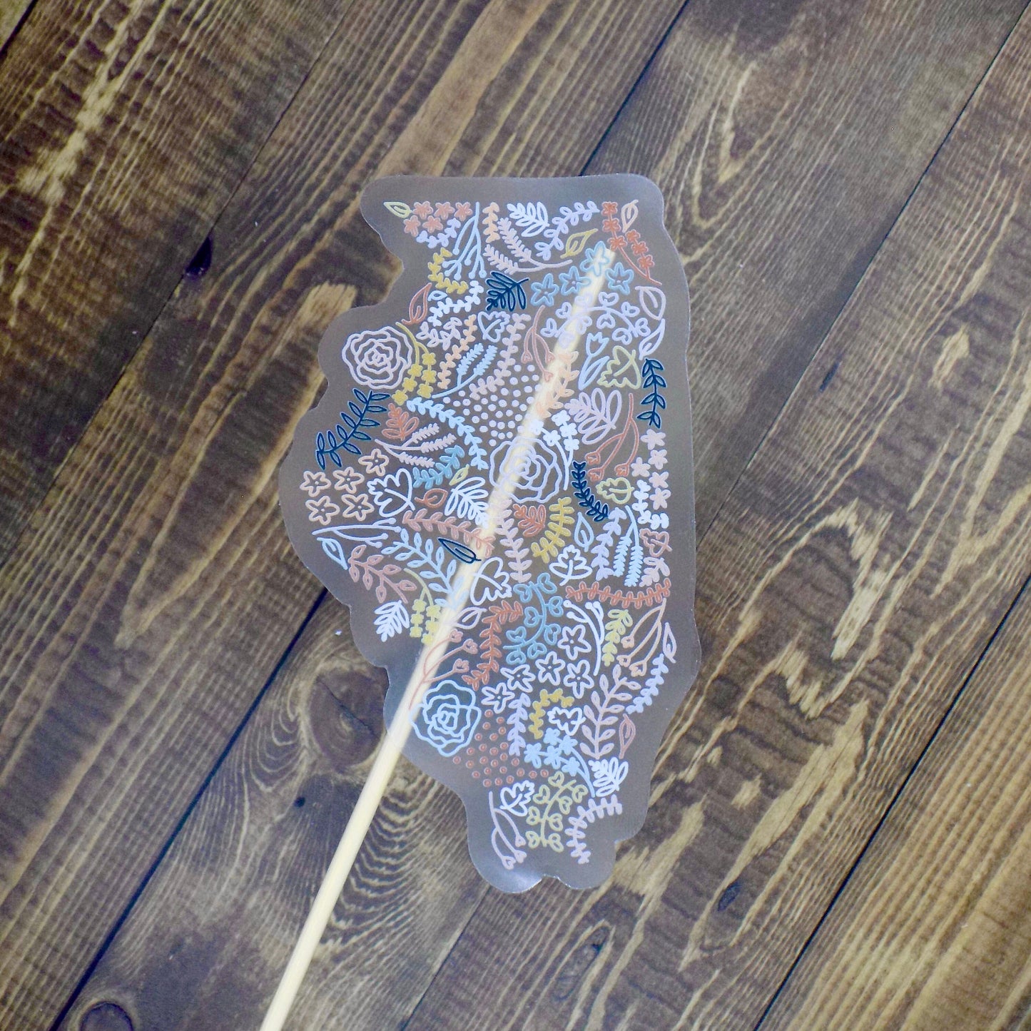 Clear Illinois Floral Sticker. Weatherproof State Sticker. Vinyl Matte Sticker.