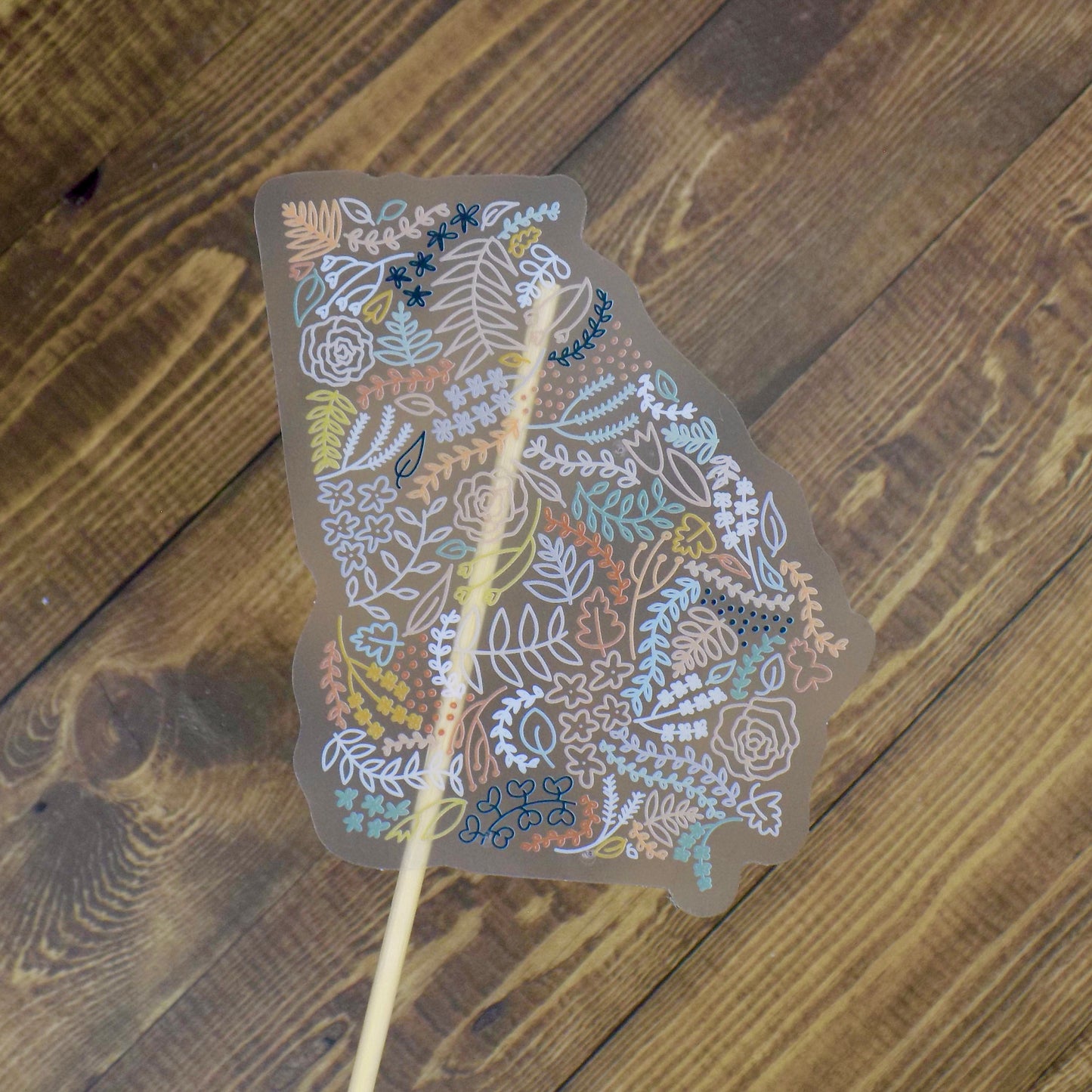 Clear Georgia Floral Sticker. Weatherproof State Sticker. Vinyl Matte Sticker.