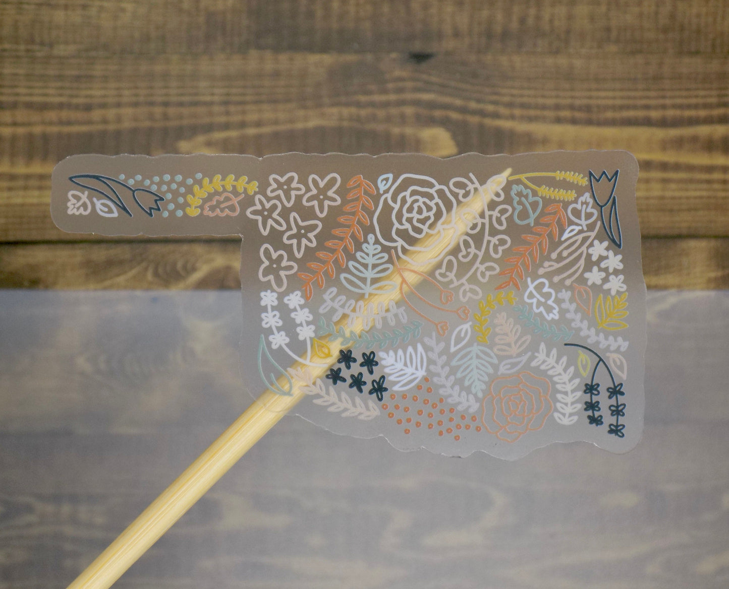 Clear Oklahoma Floral Sticker. Weatherproof State Sticker. Vinyl Matte Sticker.