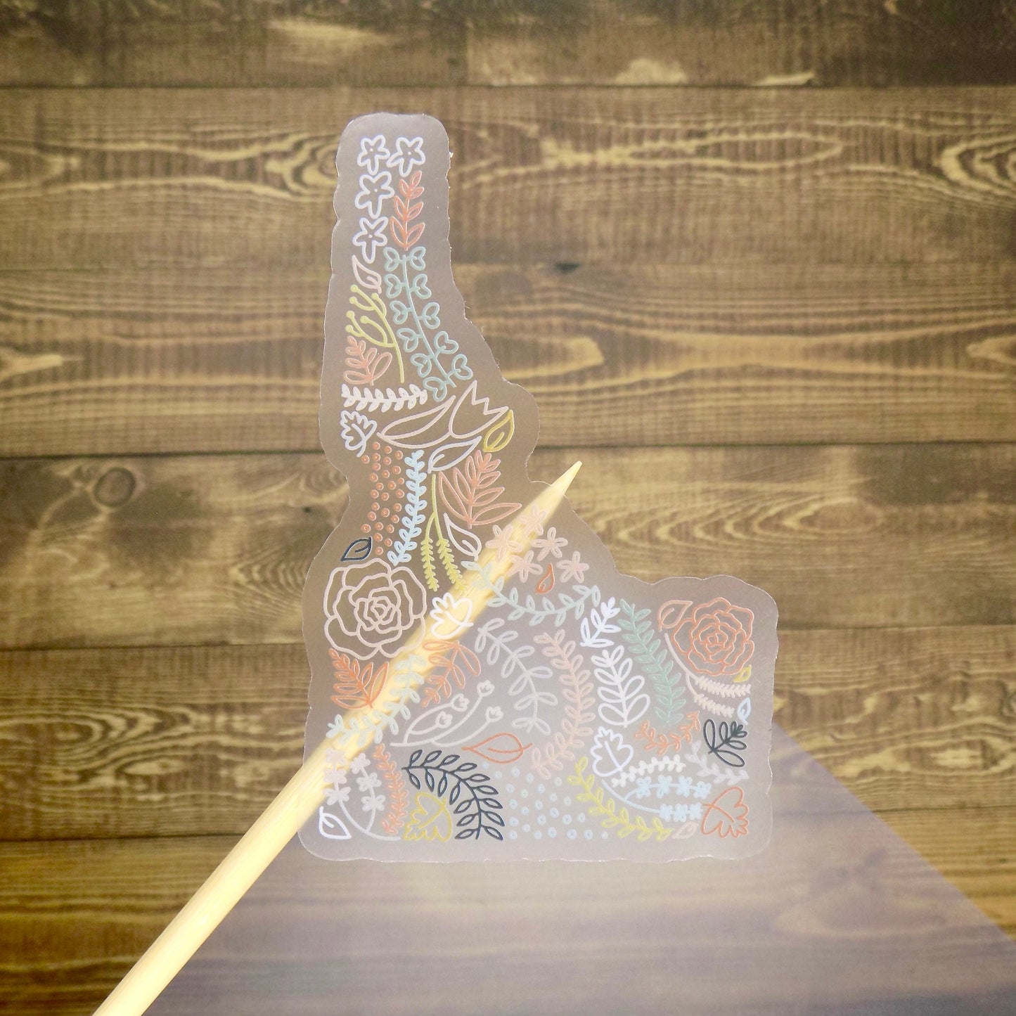 Clear Idaho Floral Sticker. Weatherproof State Sticker. Vinyl Matte Sticker.