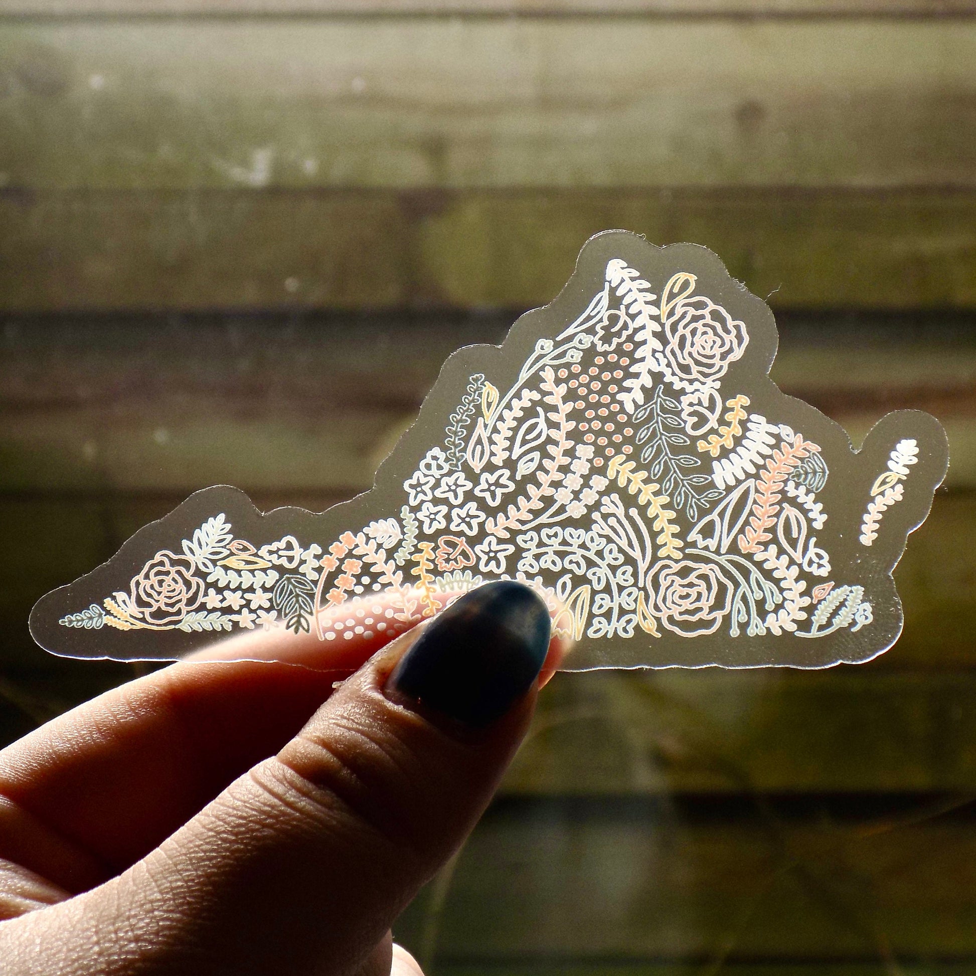 Clear Virginia Floral Sticker. Weatherproof State Sticker. Vinyl Matte Sticker.