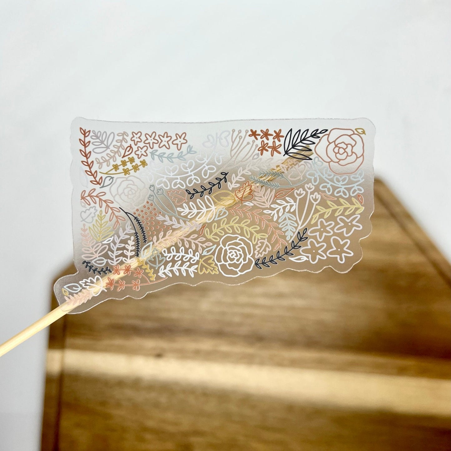 Clear Connecticut Floral Sticker. Weatherproof State Sticker. Vinyl Matte Sticker.