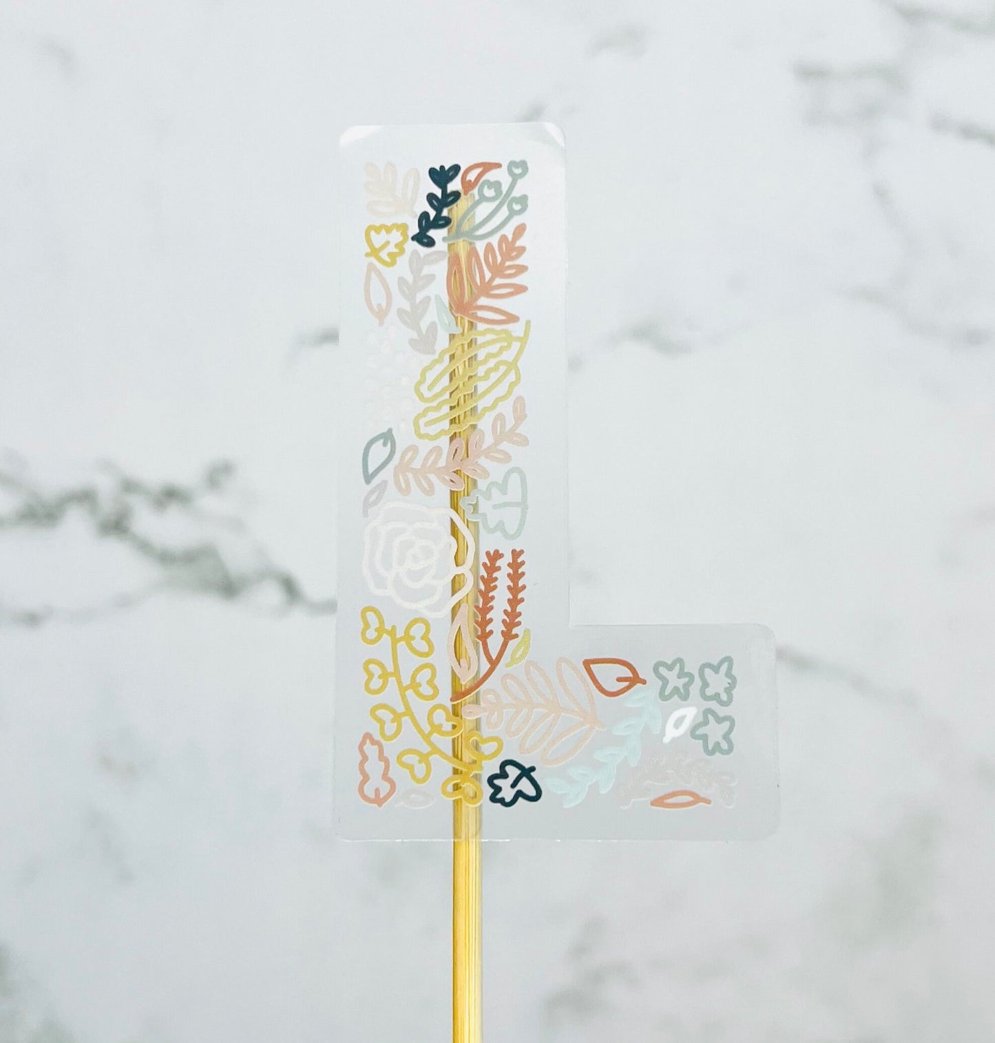Floral L Sticker. Clear Matte Letter Sticker. Weatherproof Vinyl Sticker.