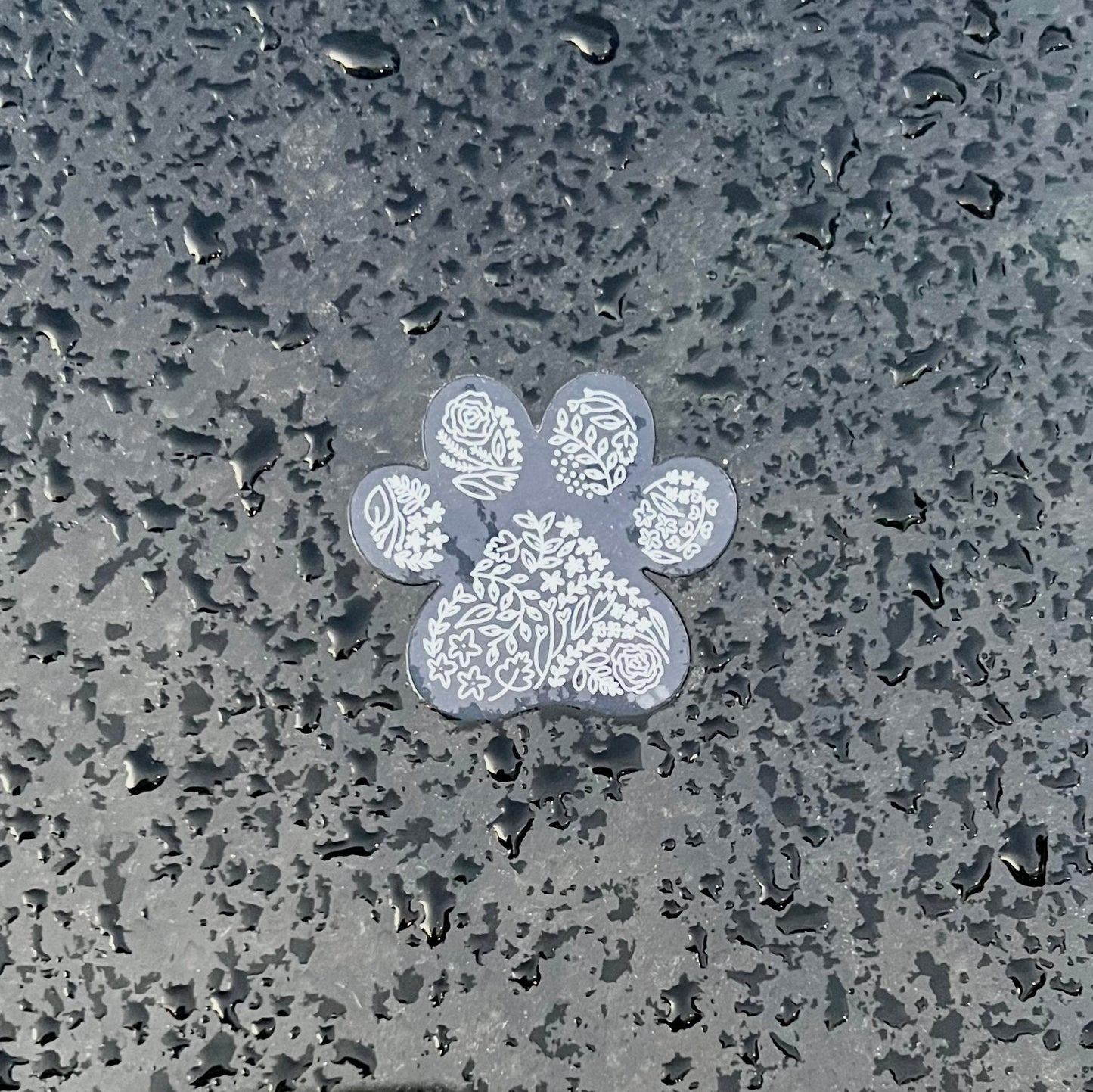 Paw Print Sticker. Clear Matte Weatherproof Sticker. Floral Vinyl Sticker.
