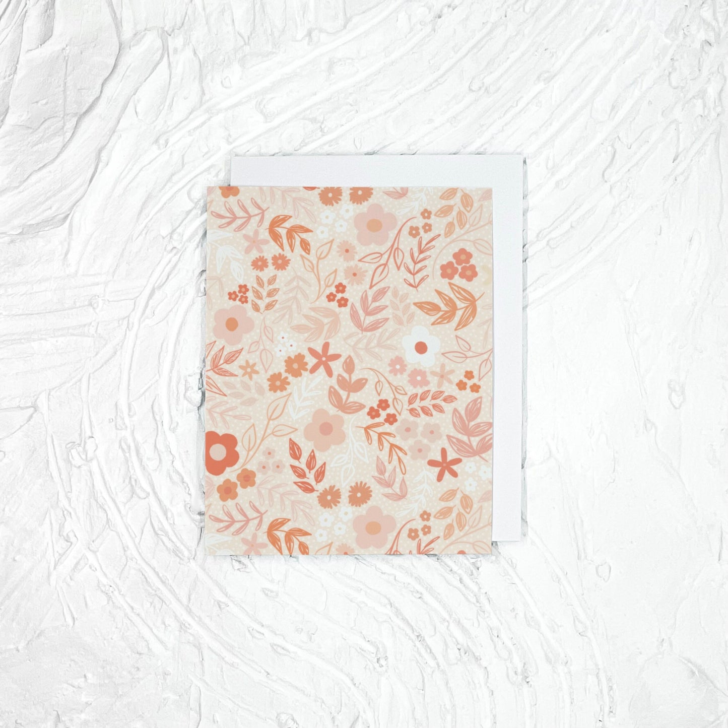 Floral Greeting Card. Blank Greeting Card. A2 Greeting Card. Card with Envelope. Peachy Pink Card.