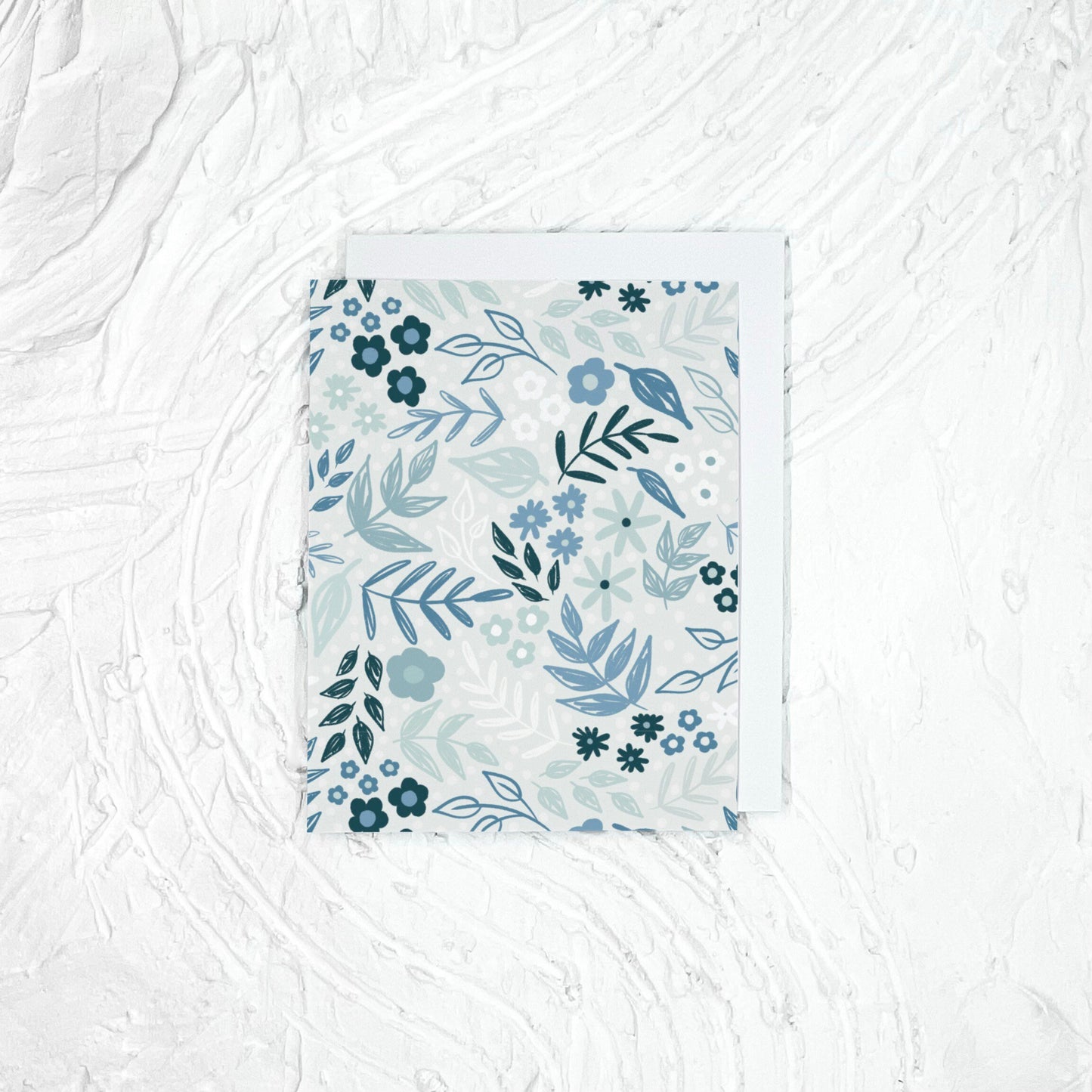 Floral Greeting Card. Blank Greeting Card. A2 Greeting Card. Card with Envelope. Light Blue Card.