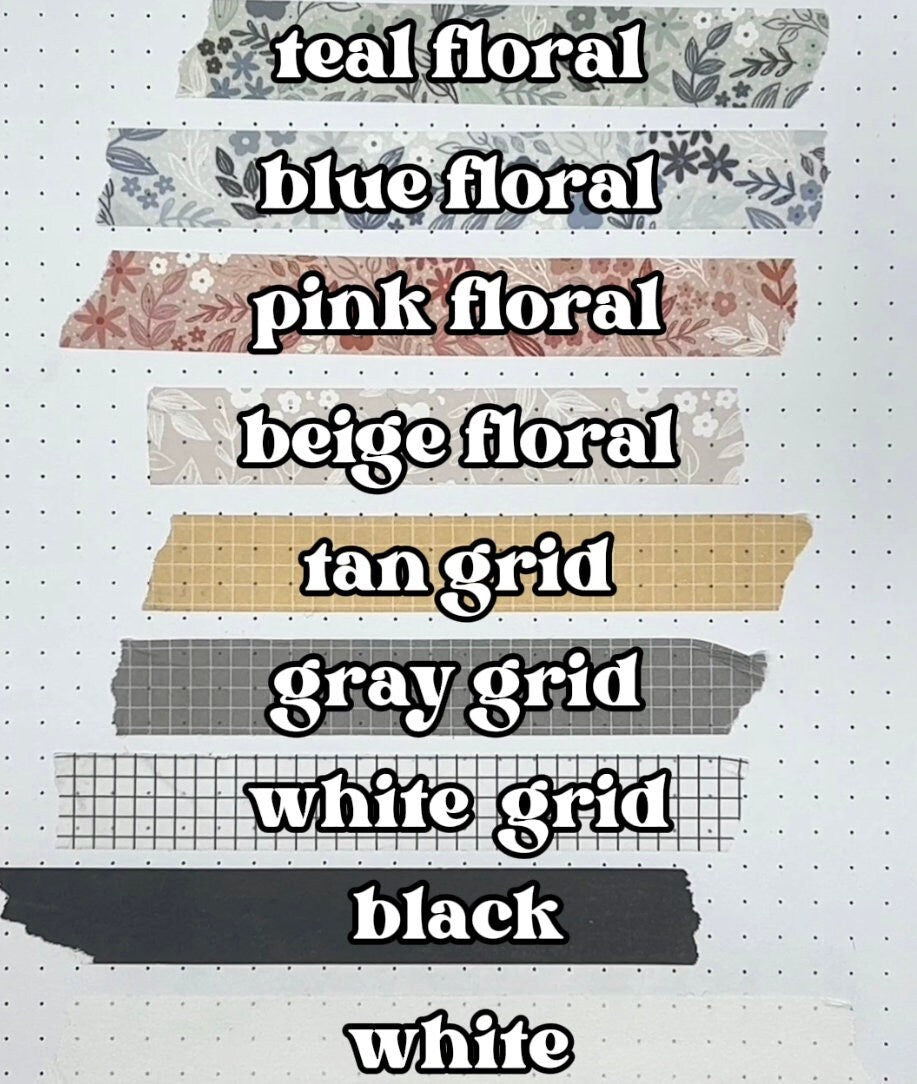 Floral Washi Tape. 15mm x 10m. Decorative Floral Pattern for Crafting, Journaling, Planners, Cards, Stationery, Presents, Scrapbooking.