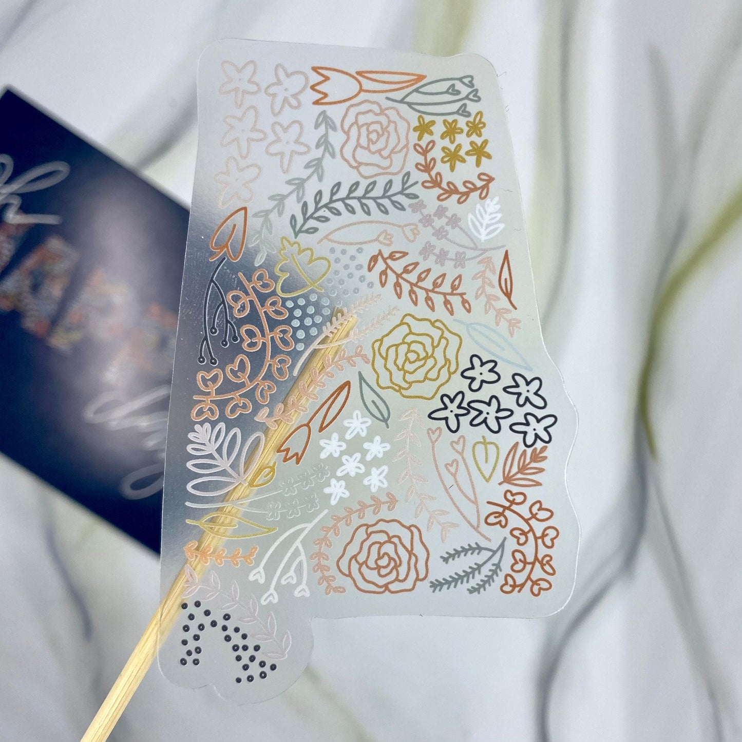 Clear Alabama Floral Sticker. Weatherproof State Sticker. Vinyl Matte Sticker.
