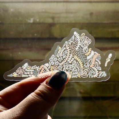 Clear Virginia Floral Sticker. Weatherproof State Sticker. Vinyl Matte Sticker.