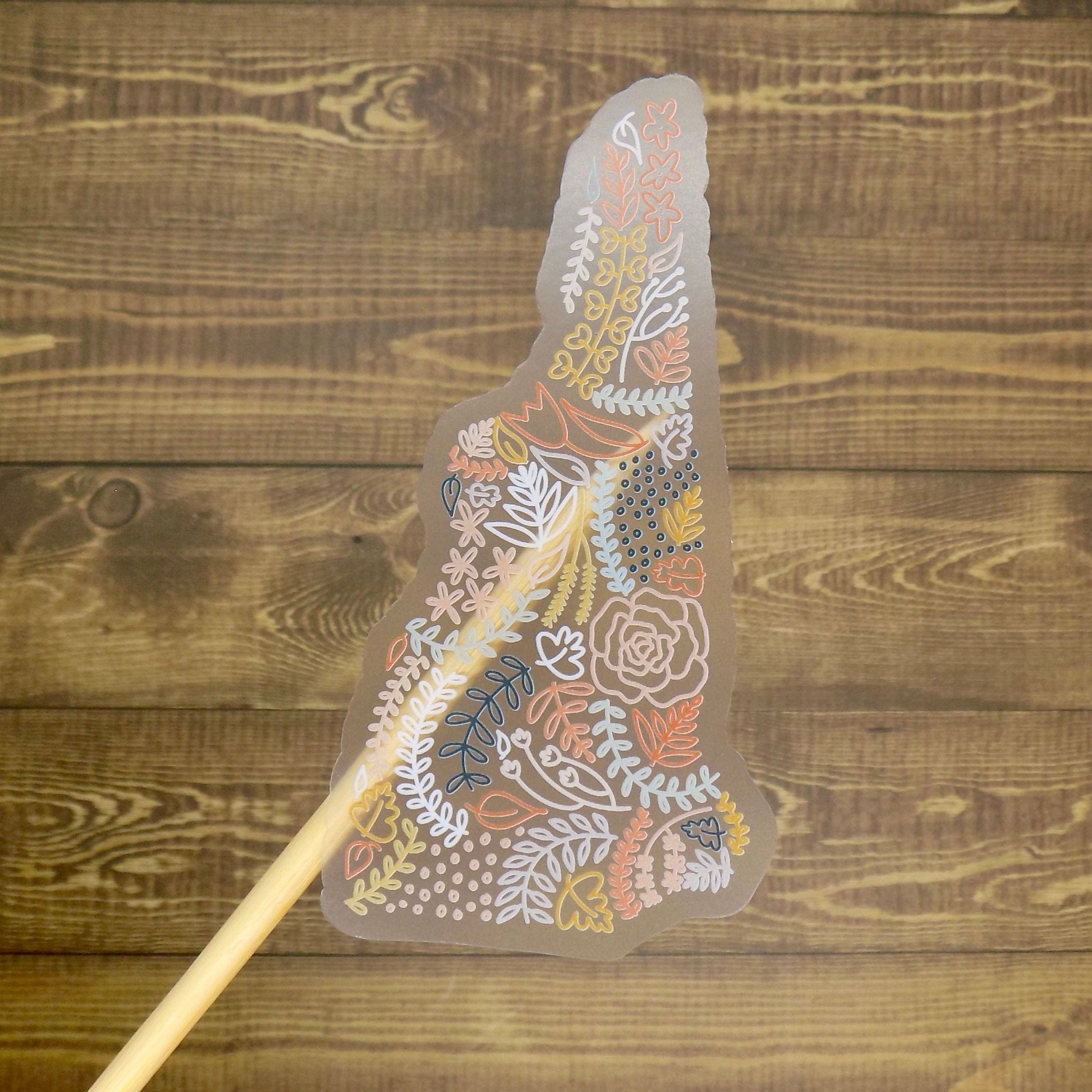 Clear New Hampshire Floral Sticker. Weatherproof State Sticker. Vinyl Matte Sticker.