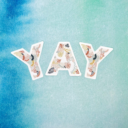 Floral D Sticker. Clear Matte Letter Sticker. Weatherproof Vinyl Sticker.