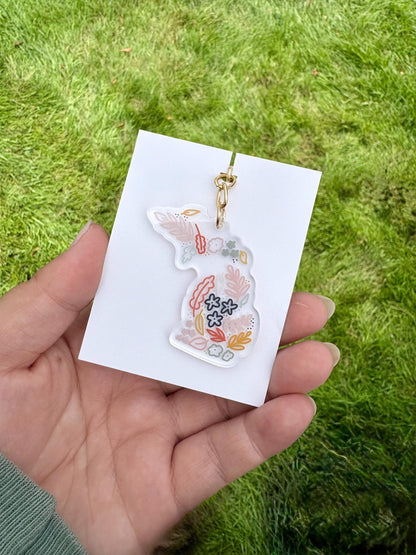 Acrylic Michigan Keychain. State Keychain. 2 Inch Clear Acrylic Keychain. Personal Gift Accessory.