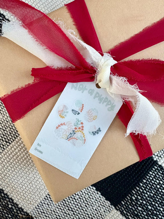 Not A Puppy Sticker Gift Tag. Funny Christmas Sticker. Holiday Gift. Stocking Stuffer. Decoration. Weatherproof Sticker. Xmas Gift Wrapping.