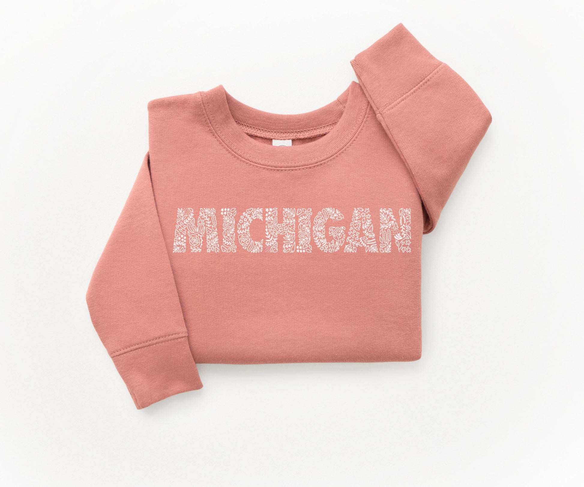 Michigan Toddler Crewneck, Pink Girly Crewneck. 2T, 3T, 4T, 5T, 6T Sweatshirt. Cozy Michigan Apparel. Mauve Baby Toddler Gift.