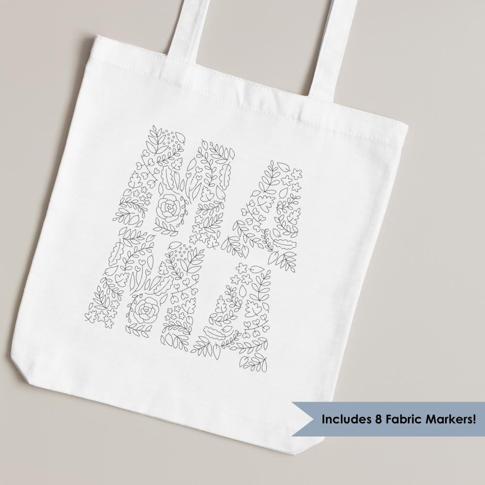 Color Your Own Tote Bag. MAMA Canvas Bag. Fabric Markers and Bag. Gifts for Mom.