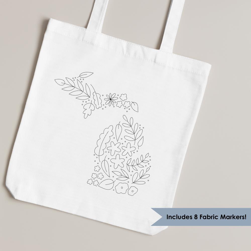 Color Your Own Tote Bag. Michigan Canvas Bag. Fabric Markers and Bag. Michigan Tote.