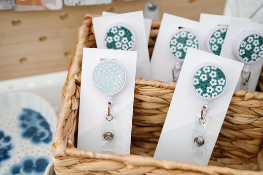 Retractable Badge Reel. Cute, Floral Badge Reel. School ID, Work ID, Card Holder.