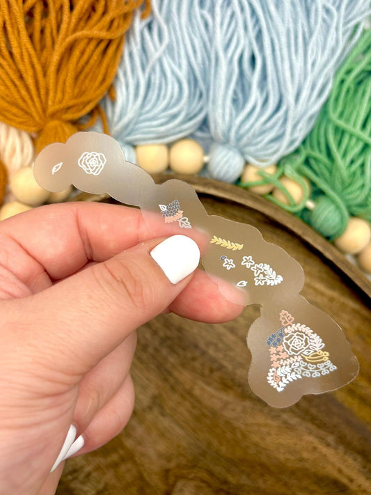 Clear Hawaii Floral Sticker. Weatherproof State Sticker. Vinyl Matte Sticker.