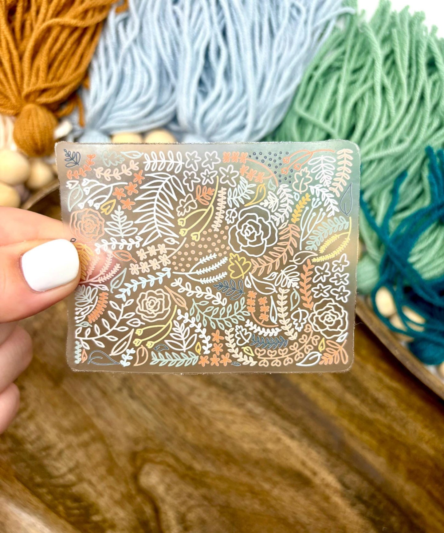 Clear Wyoming Floral Sticker. Weatherproof State Sticker. Vinyl Matte Sticker.