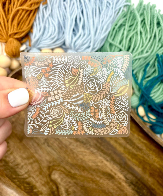 Clear Wyoming Floral Sticker. Weatherproof State Sticker. Vinyl Matte Sticker.