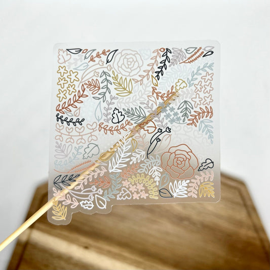 Clear New Mexico Floral Sticker. Weatherproof State Sticker. Vinyl Matte Sticker.