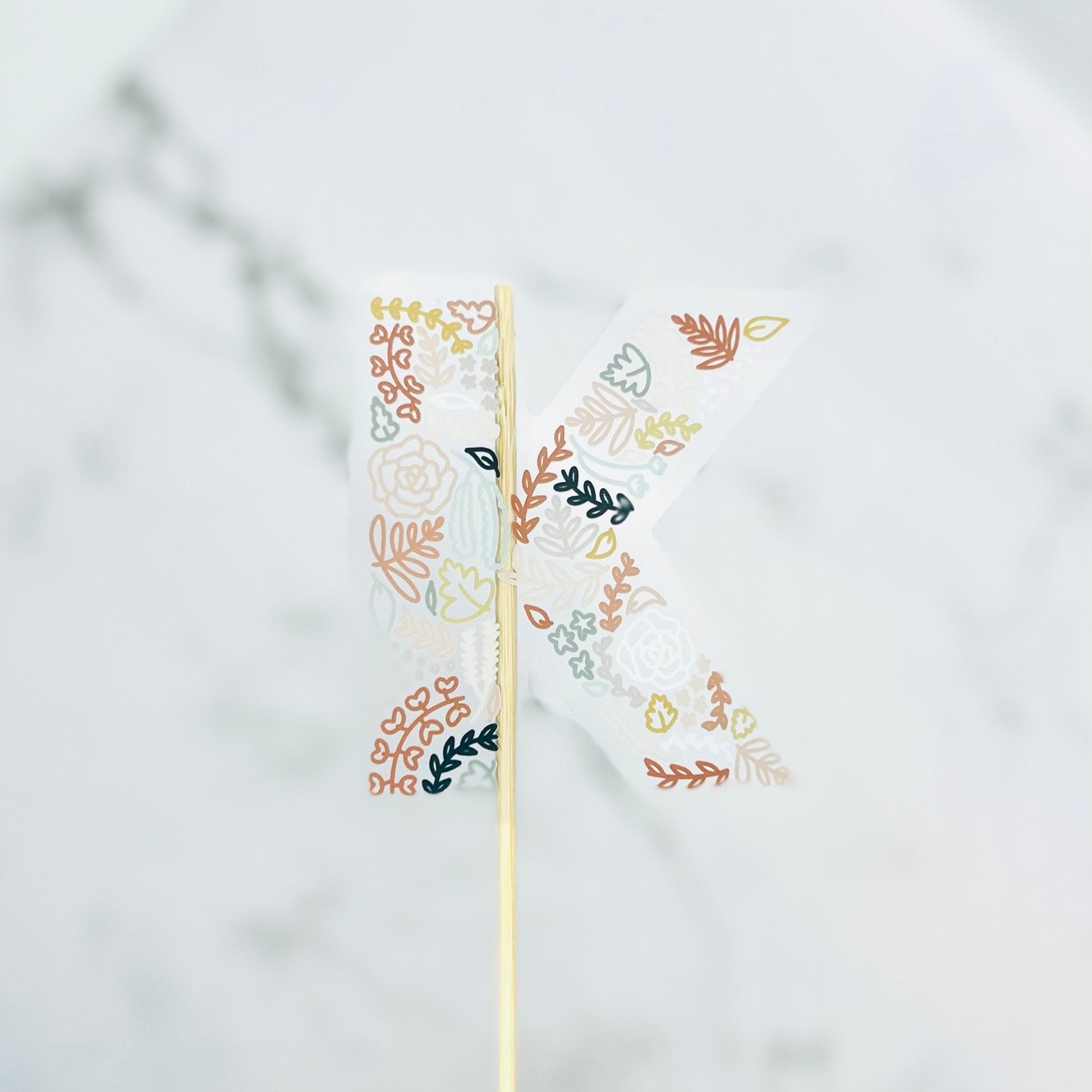 Floral K Sticker. Clear Matte Letter Sticker. Weatherproof Vinyl Sticker.