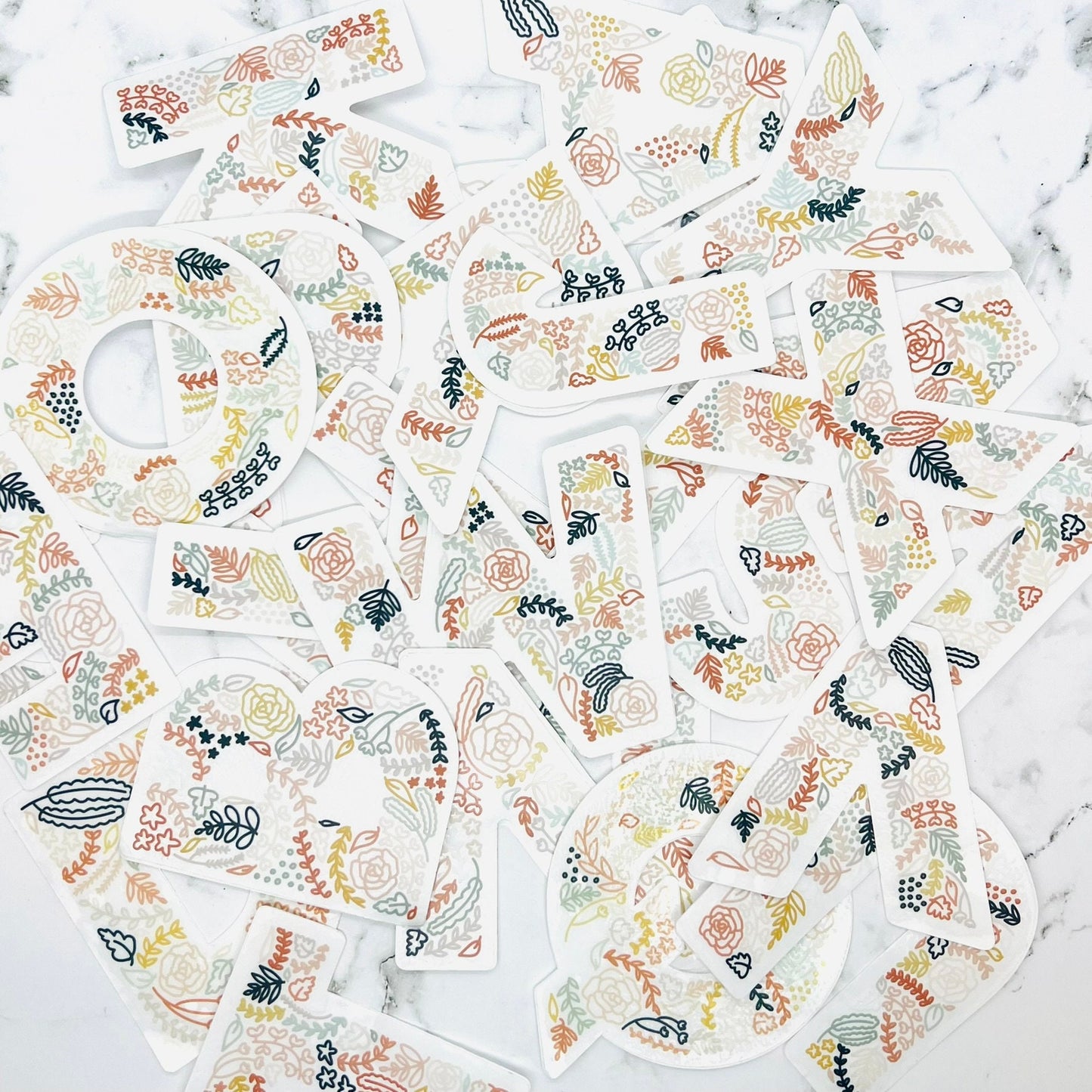 Floral P Sticker. Clear Matte Letter Sticker. Weatherproof Vinyl Sticker.
