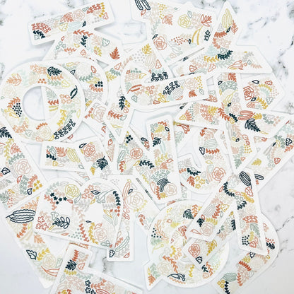 Floral P Sticker. Clear Matte Letter Sticker. Weatherproof Vinyl Sticker.