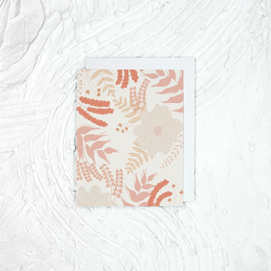 Floral Greeting Card. Blank Greeting Card. A2 Greeting Card. Card with Envelope. Pink Card.
