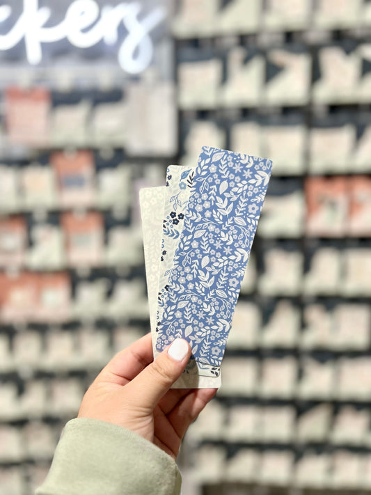 Blue Floral Bookmarks. Laminated Bookmarks. Bookmark Set. Gift for Book Lovers.