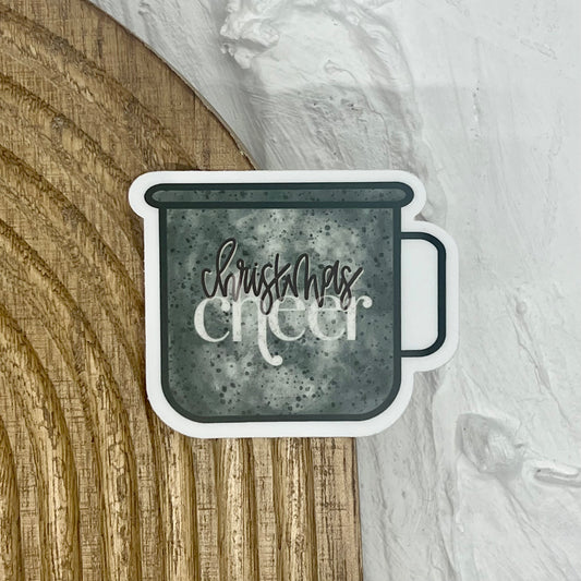 Christmas Cheer Sticker. Weatherproof, Waterproof Sticker. Holiday Gift Stocking Stuffer.