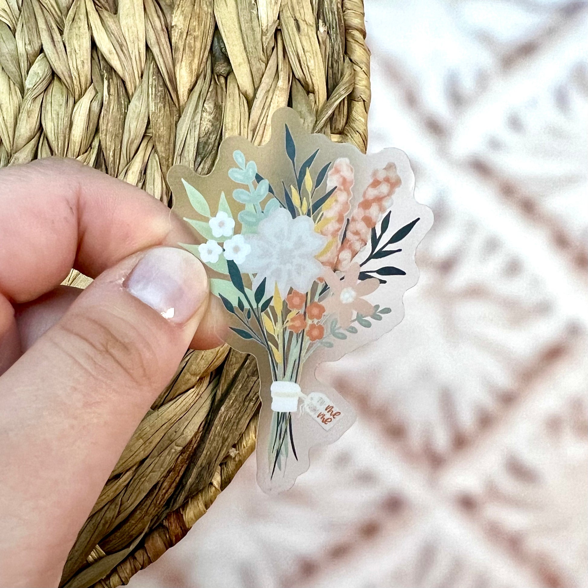 Boque Sticker Flower Bouquet Sticker. Weatherproof Sticker. 3 inch Clear Vinyl Matte ...