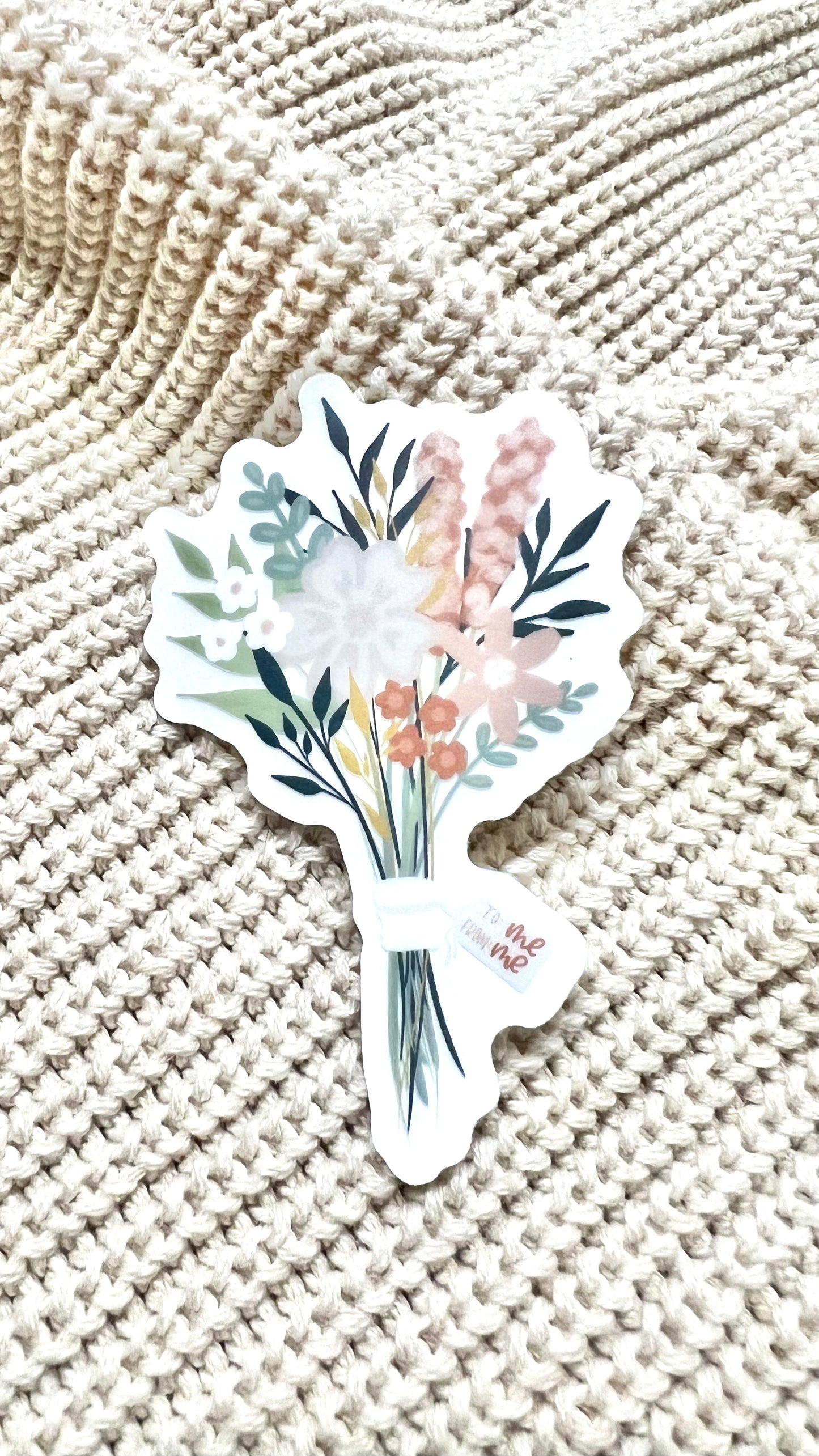 Flower Bouquet Sticker. Weatherproof Sticker. 3 inch Clear Vinyl Matte Sticker. Flowers, Self Love, Motivation.