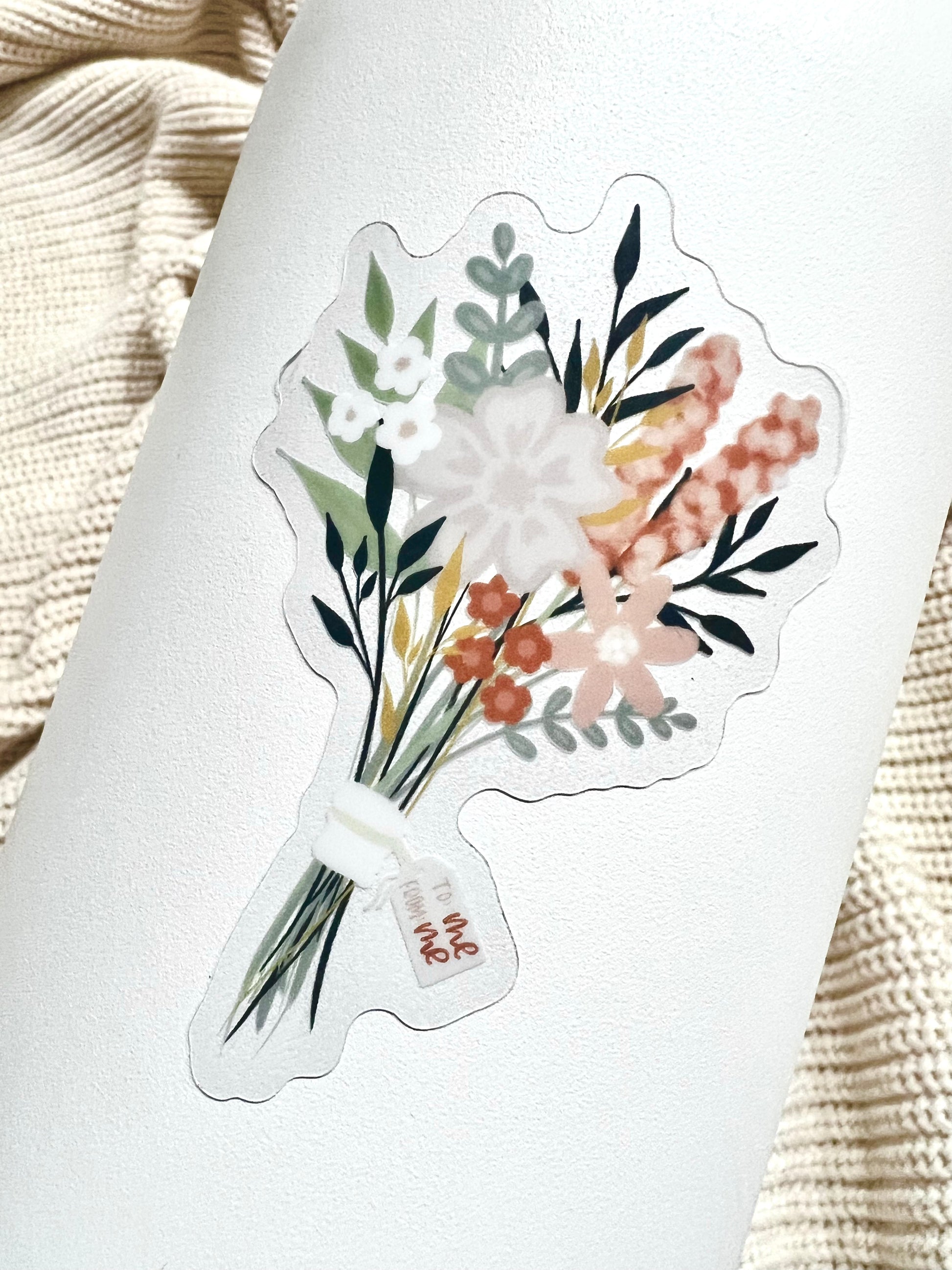 Boque Sticker Flower Bouquet Sticker. Weatherproof Sticker. 3 inch Clear Vinyl Matte ...